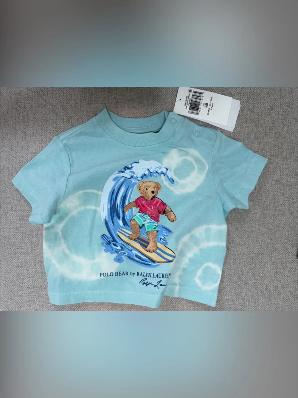 Ralph Lauren Aqua Tie-Dye Polo Bear Surf Tee & Shorts 3M